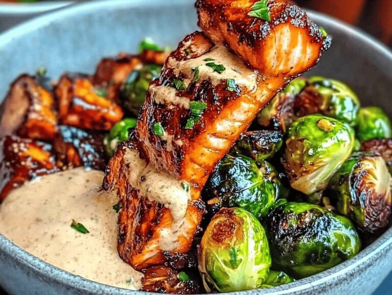 Teriyaki Salmon Bowls with Brussels Sprouts Recipe