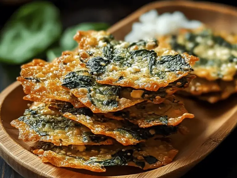 Delicious Mediterranean spinach and feta crisps served with tzatziki sauce, perfect for healthy snacking and gatherings.