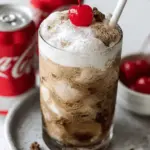 Fluffy Coke topped with whipped cream and sprinkles in a sunny outdoor setting, perfect for summer parties.