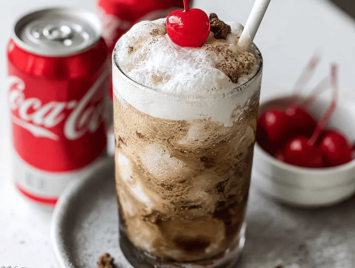 Fluffy Coke topped with whipped cream and sprinkles in a sunny outdoor setting, perfect for summer parties.